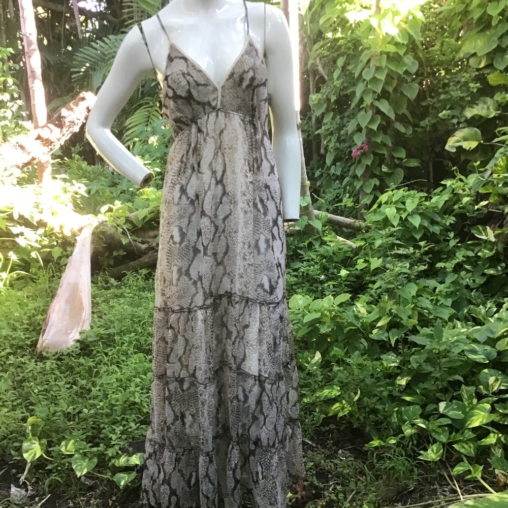 Vintage animal print silk Dress with cotton underslip